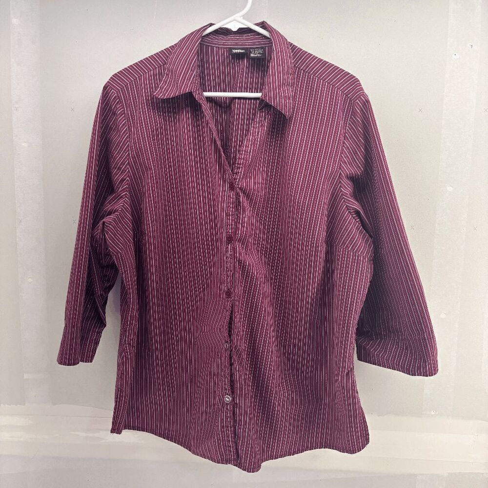 Mossimo Womens Stretch Button Down Gold Metallic Thread Throughout Size 20W EUC